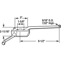 Prime-Line Casement Operator Right Hand 9-1/2" Bronze 11/32" Dia. Carded