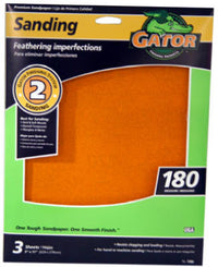 Sandpaper, 180-Grit, 9 x 11-In., 3-Ct.