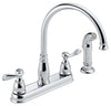 Delta Windemere Two Handle Chrome Kitchen Faucet Side Sprayer Included