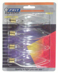 Feit Electric BP25CTC/4 25 Watt Clear Straight Tip Chandelier Light Bulb 4 Count