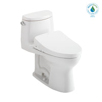 TOTO® WASHLET+® UltraMax® II One-Piece Elongated 1.28 GPF Toilet with Auto Flush WASHLET+® S500e Contemporary Bidet Seat, Cotton White - MW6043046CEFGA#01