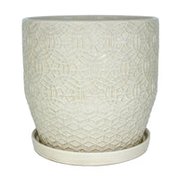 Trendspot Rivage 12.01 in. H X 12 in. D Ceramic Crackle Planter White