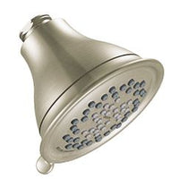 Brushed nickel three-function 4" diameter spray head eco-performance showerhead