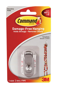 Command Hook Holds 1 Lb Small Brushed Nickel Timeless (Pack of 4)