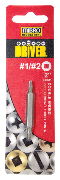 Mibro Square Recess #1 and #2 in. X 2 in. L Double-Ended Screwdriver Bit S2 Tool Steel 1 pc