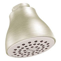 Brushed nickel one-function 2-1/2" diameter spray head eco-performance showerhead