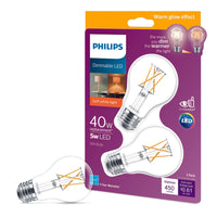 Philips A19 E26 (Medium) LED Bulb Soft White 40 W 2 pk