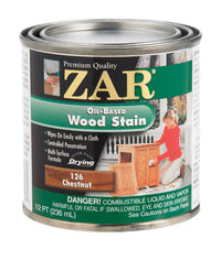 ZAR Semi-Transparent Smooth Chestnut Medium Base Oil Wood Stain 1/2 pt. (Pack of 6)