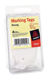 Avery 11012 White Marking Tags With Strings 100 Count (Pack of 12)