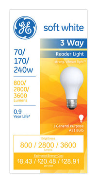 Ge Lighting 15846 Soft White 3 Way A21 Incandescent Light Bulb  (Pack Of 6)