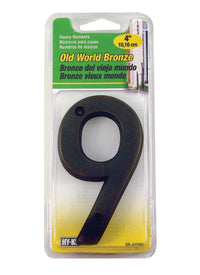 Hy-Ko 4 in. Metal Bronze 9 Number Nail-On (Pack of 3)