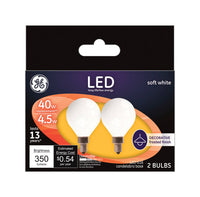 GE G16 E12 (Candelabra) LED Bulb Soft White 40 Watt Equivalence (Pack of 6)