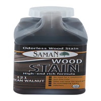 Saman Semi-Transparent American Walnut Water-Based Wood Stain 32 oz (Pack of 12).