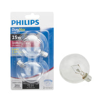 Philips DuraMax 25 W G16.5 Globe Incandescent Bulb E12 (Candelabra) Soft White 2 pk