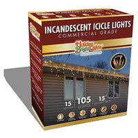 Christmas Icicle Light Set, Commercial-Grade, Clear, 105-Ct.