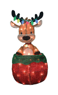 Candy Cane Lane  Pre-Lit Reindeer  Yard Art  Multicolored  Metal