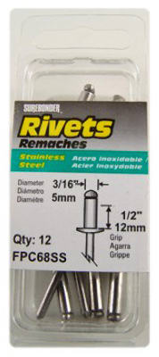 12-Pack Long Stainless-Steel Rivets (Pack of 5)