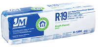 R19 Kraft Batt Fiberglass Insulation, 87.18 Sq. Ft. Coverage, 6.5 x 15 x 93-In.