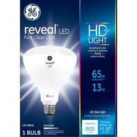 GE  Reveal  BR40  E26 (Medium)  LED Bulb  Pure Clean Light  65 Watt Equivalence 1 pk