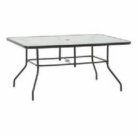 Sunny Isles Dining Table, Black Steel, Glass Top, 60 x 38-In.