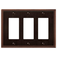 Amerelle Metro Line Aged Bronze Bronze 3 gang Die-Cast Metal Rocker Wall Plate 1 pk