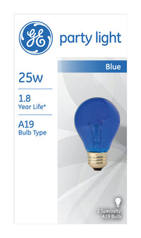 GE 25 watts A19 A-Line Incandescent Bulb E26 (Medium) Blue 1 pk