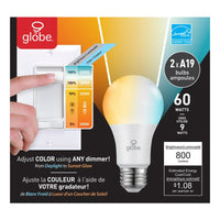 Globe Electric A19 E26 (Medium) LED Bulb Daylight 60 Watt Equivalence 2 pk