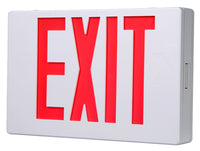 LED Exit Sign, Battery Back-Up, Red & White Thermoplastic