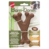 Spot Bam-bones Brown Bacon Flavor Wish Bone Bamboo Fibers Dog Toy 1 pk