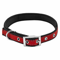 Dog Collar, Padded, Red/Black Reflective, 3/4 x 20-In. (Pack of 3)