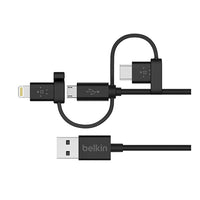 Universal Cable, With Micro USB, USB-C & Lightning Connectors, Black