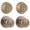 Kwikset Tylo Satin Brass Deadbolt and Entry Door Knob 1-3/4 in.