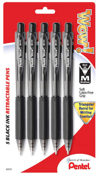 Pentel Bk440Bp5A Black Medium Point Wow!™ Retractable Pens (Pack of 6)