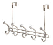 Interdesign 80070 17.8 X 5.15 X 11 Brushed Stainless Steel Forma Ultra Over The Door 5 Double Hook Rack