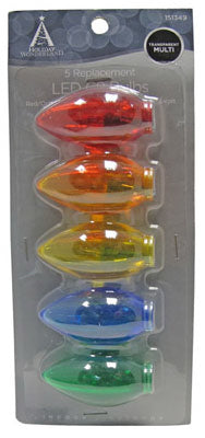 Christmas Lights LED Replacement Bulb, C9, Multi-Color Transparent, 5-Pk.