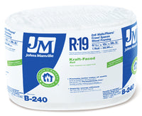 R19 Kraft Fiberglass Insulation, 6.5 x 15-In. x 39' 2" Roll