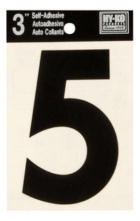 Hy-Ko 3 in. Black Vinyl Number 5 Self-Adhesive 1 pc. (Pack of 10)