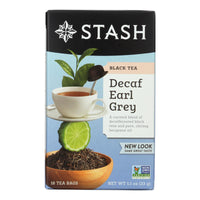 Stash Tea Black Tea - Earl Grey Decaf - Case of 6 - 18 Bags