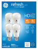 GE Lighting 42976 6 Watt E26 A19 Frosted Daylight LED Dimmable Refresh HD Light Bulbs 4 Count