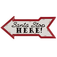 Celebrations  Enamel Santa Stop Here Arrow Sign  Christmas Decoration (Pack of 6)