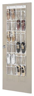 24-Pocket Over-The-Door Shoe Organizer, Clear Vinyl