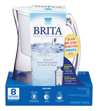 Brita  8 - 8  White  Marina Pitcher