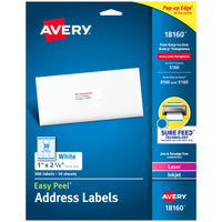 Avery 18160 White Mailing Labels 10 Sheets (Pack of 5)