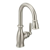 Spot resist stainless one-handle high arc pulldown bar faucet