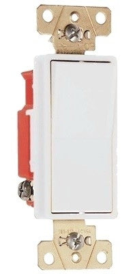 Decorator Switch, Single Pole, White, 20-Amps