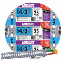 Southwire Armorlite 25 ft. 14/3 Solid Aluminum Armored MC Cable