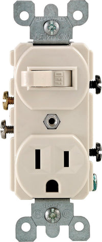 Leviton  15 amps Combination  Switch  Light Almond  1 pk