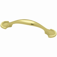 Cabinet Pull, Half Round Foot, Polished Brass, 3-In.