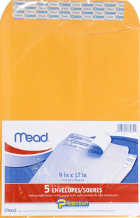 Meadwestvaco 76080 9 X 12 Heavyweight Kraft Press-It-Seal Envelopes 5 Count