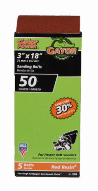 Gator 18 in. L X 3 in. W Aluminum Oxide Sanding Belt 50 Grit Coarse 5 pc